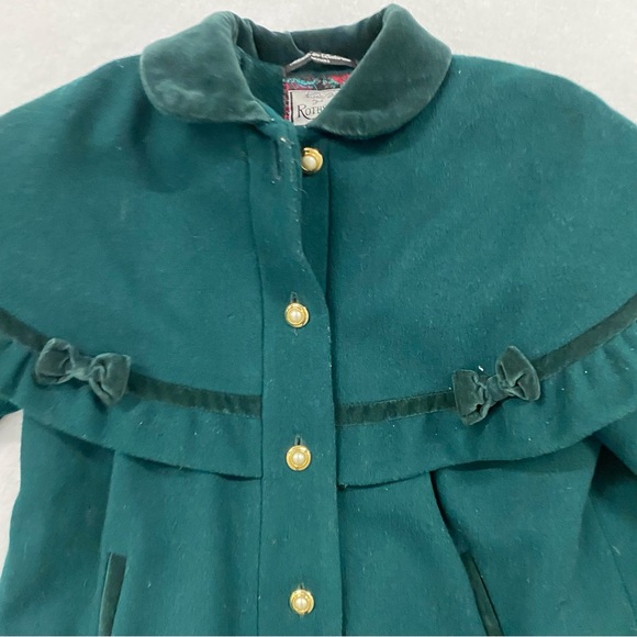 Rothschild Girl's Green Wool Pea coat 6 - Picture 2 of 9